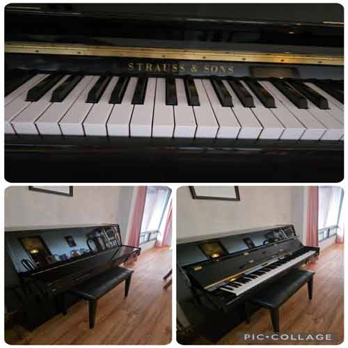 Piano usado vertical Strauss & Sons